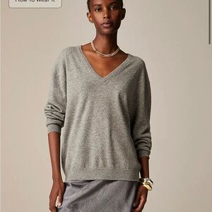 J. Crew 100% Oversized Cashmere V-neck Sweater